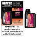 Breeze Prime Peach Berry 6000puffs 5ct