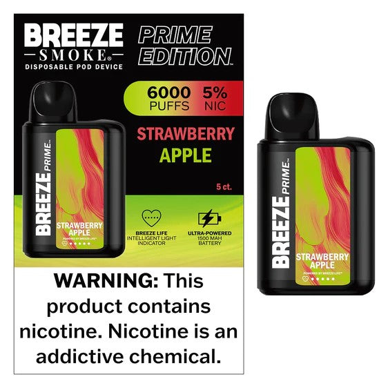 Breeze Prime Strawberry Apple 6000puffs 5ct