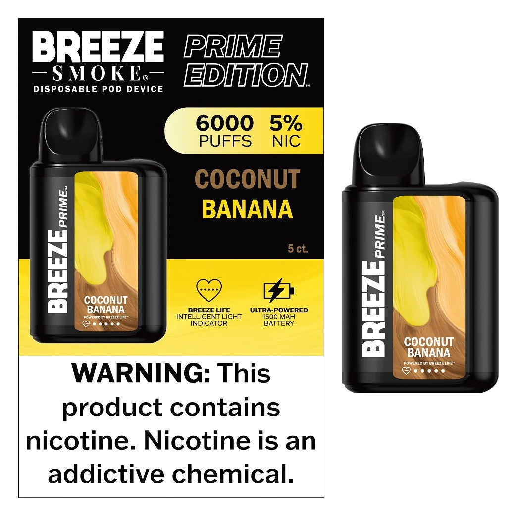 Breeze Prime Coconut Banana 6000puffs 5ct