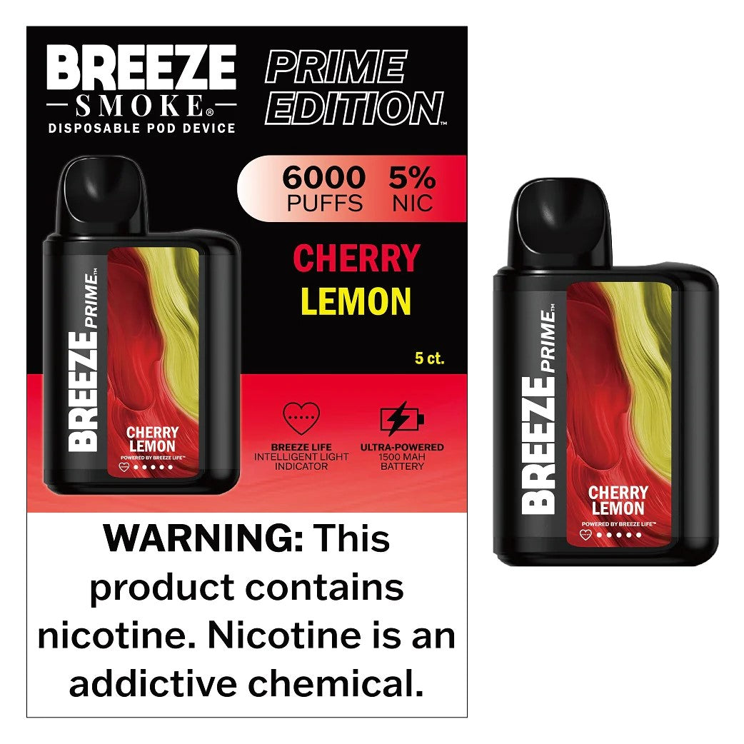 Breeze Prime Cherry Lemon 6000puffs 5ct