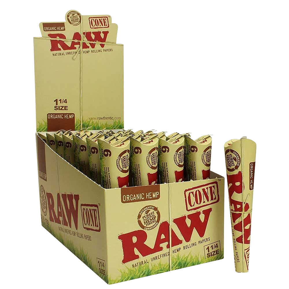 RAW Organic Hemp Cones 1 1/4 6pk 32ct Display