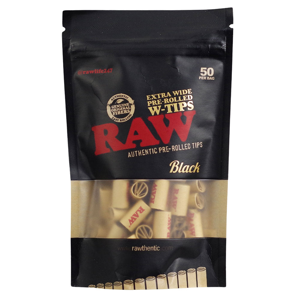 RAW Black Pre-Rolled Tips Extra Wide 50ct Bag