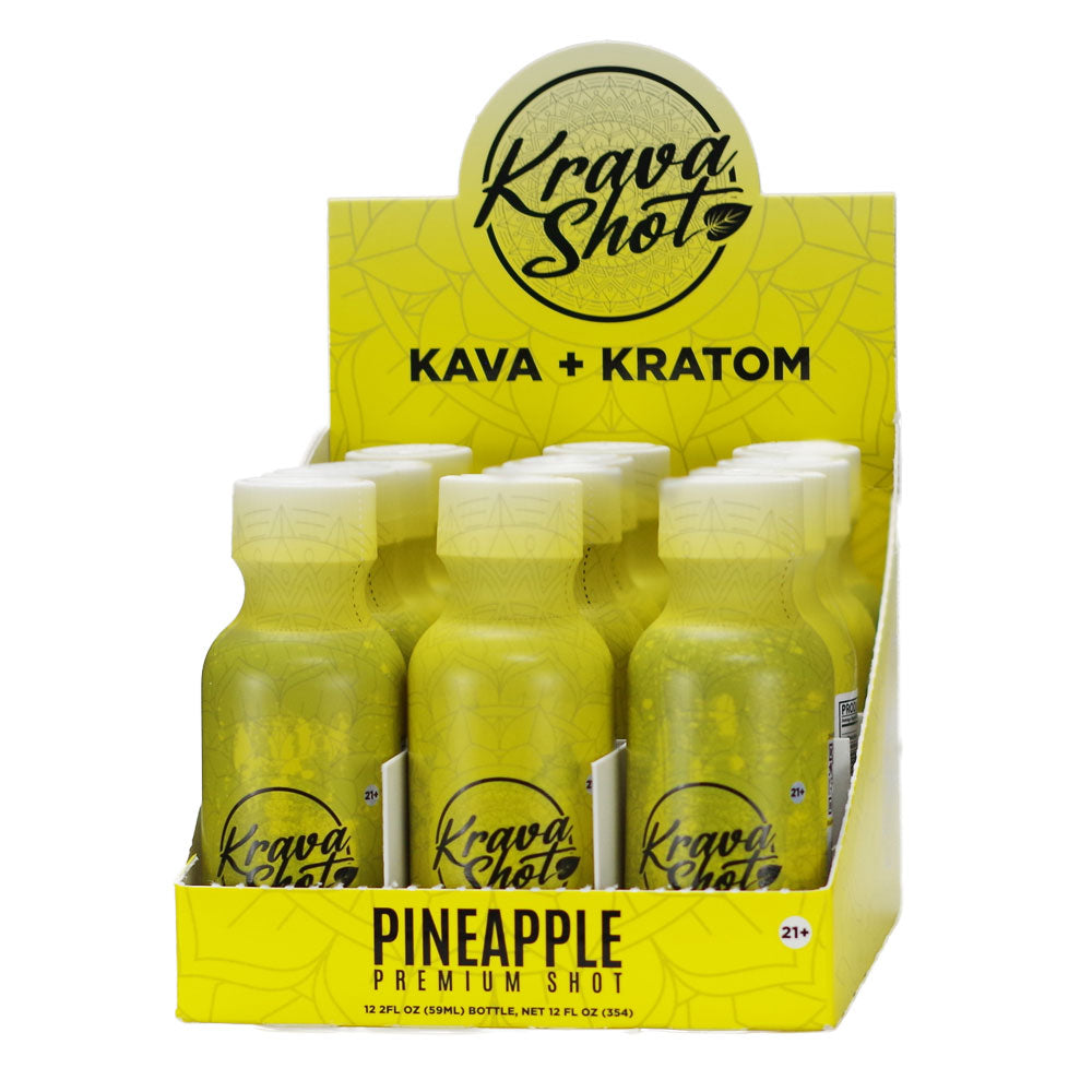 Krava Kava + Kratom Extract Shot 2oz 1300mg 12ct Display