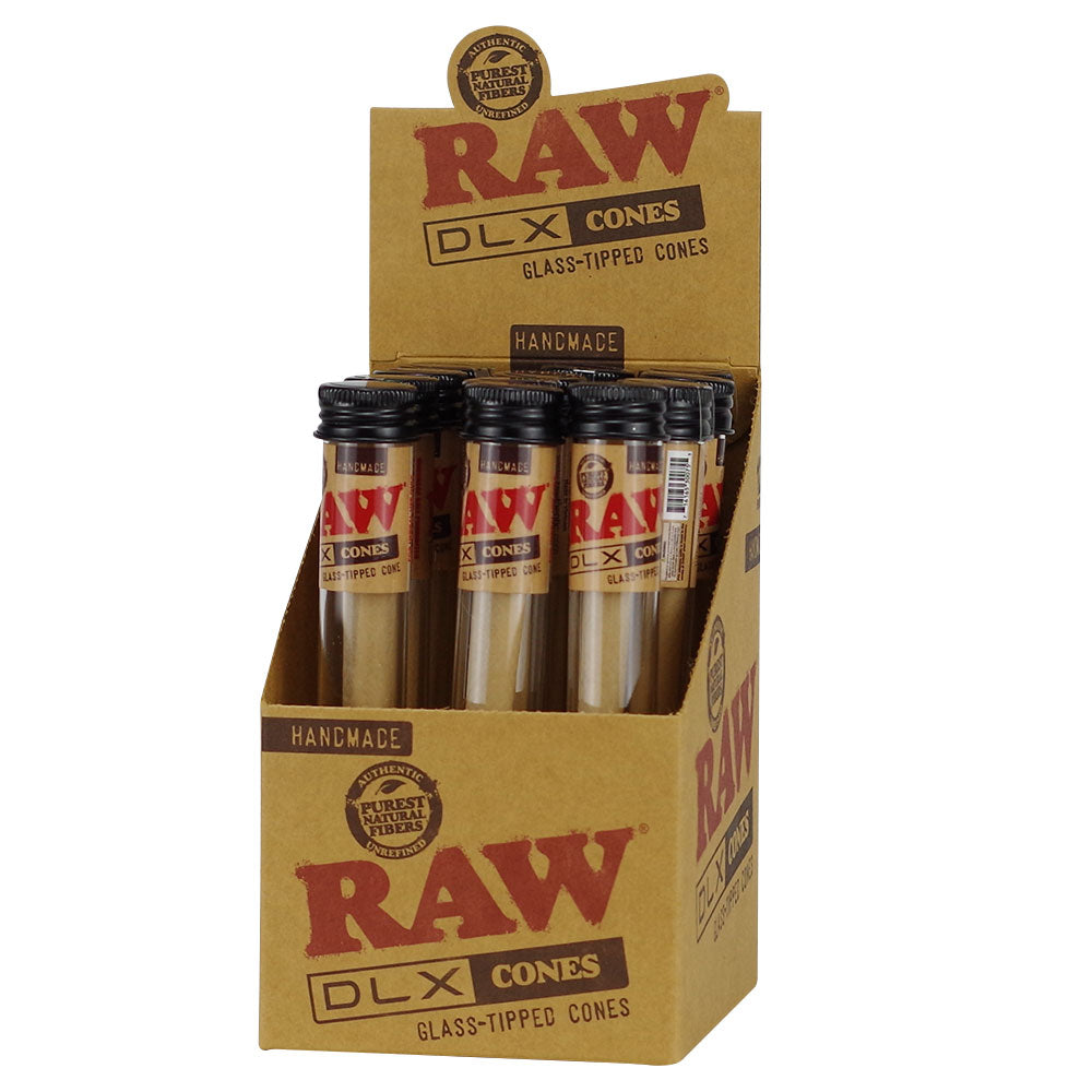 RAW King Size DLX Cones Glass Tip 12ct Display