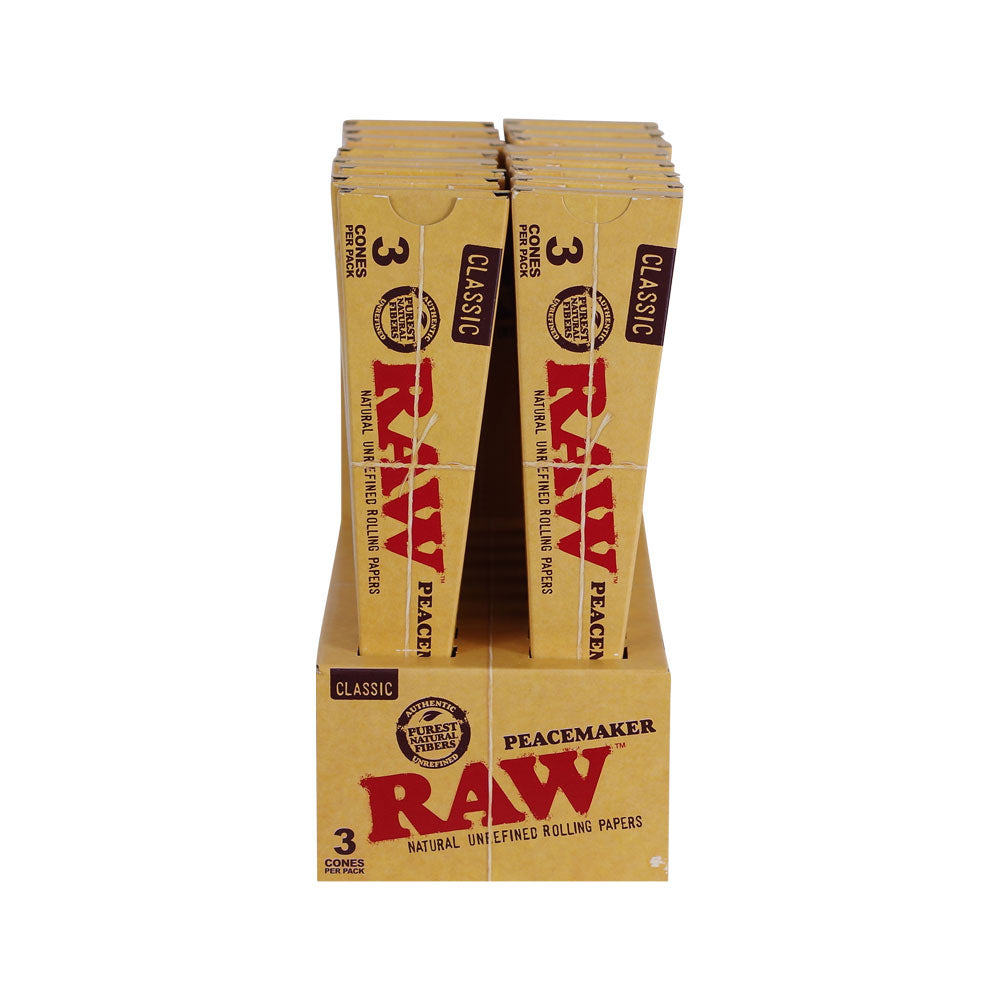 RAW Pre-Rolled Cones Peacemaker 3pk 16ct Display