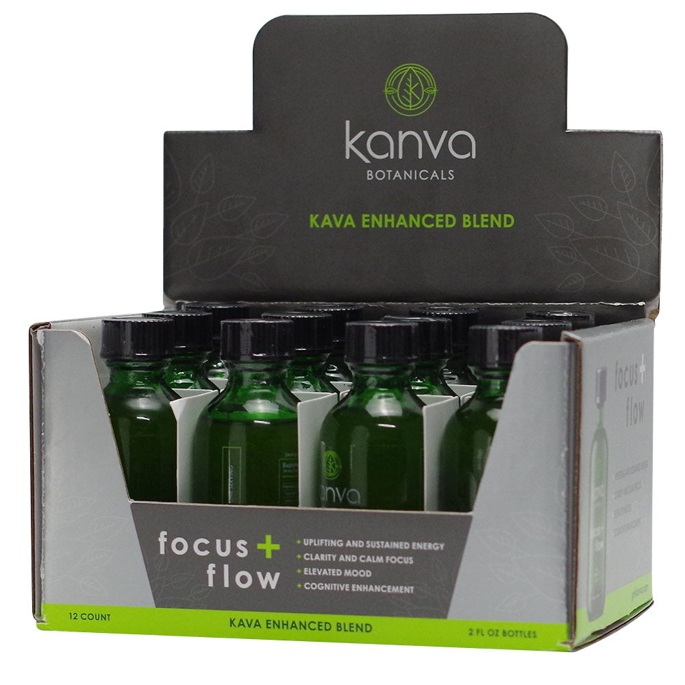 Kanva Botanicals Kava & Kratom Shots Focus + Flow 2oz 12ct Display