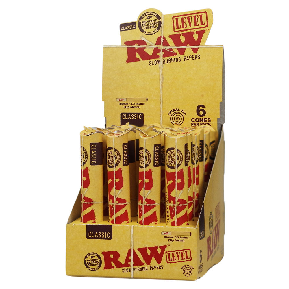 RAW Classic Cones Level 84mm With Tip 26mm 6pk 24ct Display
