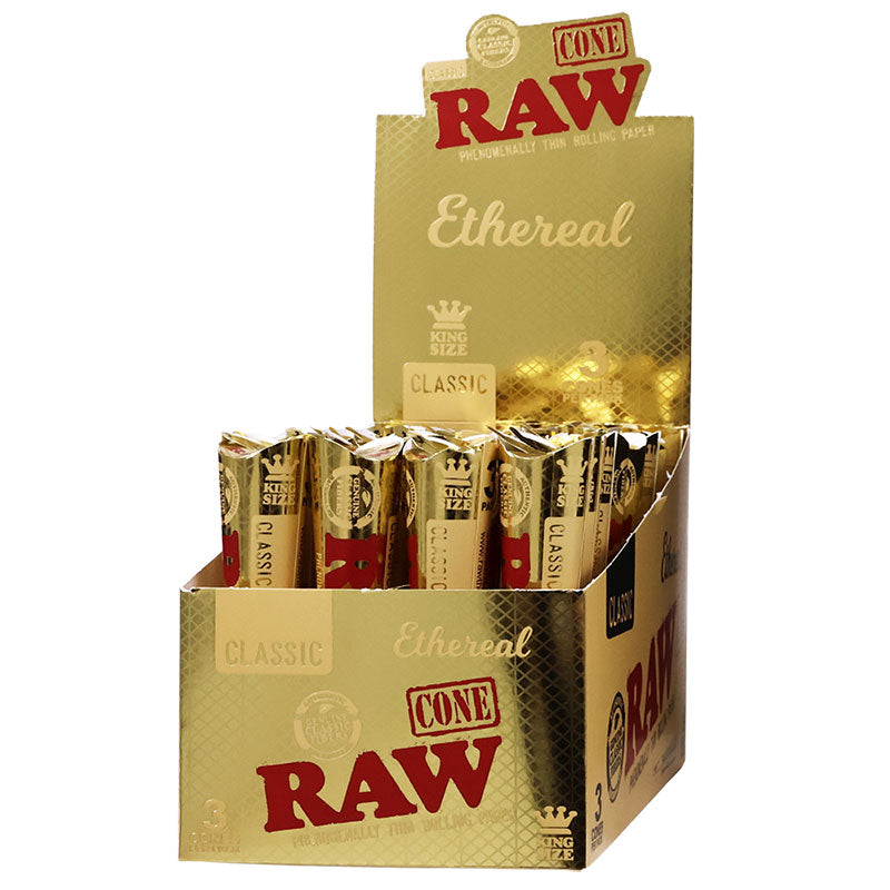 RAW CLASSIC KING SIZE ETHEREAL CONES (3PK) (32CT DISPLAY)