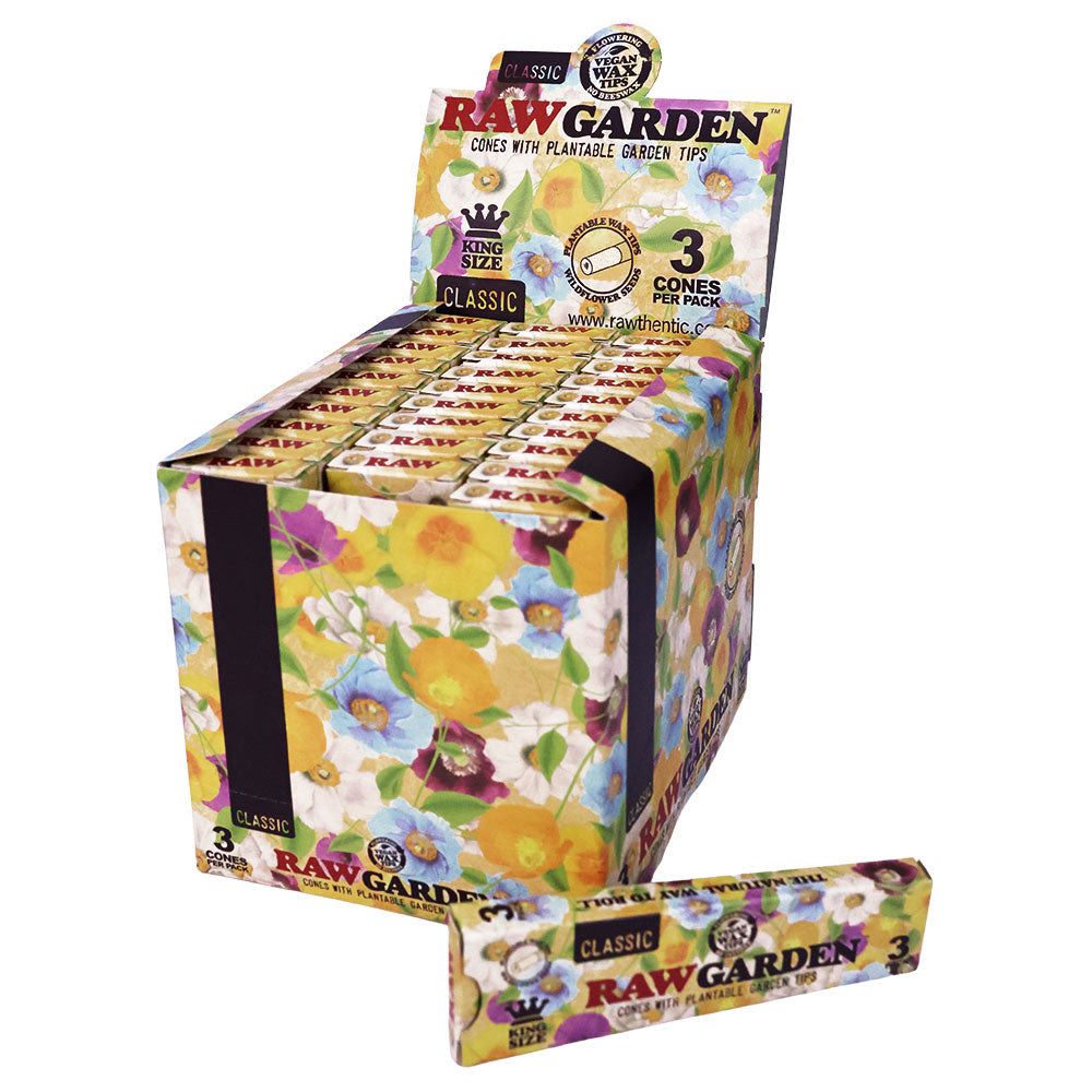 RAW CLASSIC KING SIZE GARDEN CONES (3PK) (30CT DISPLAY)