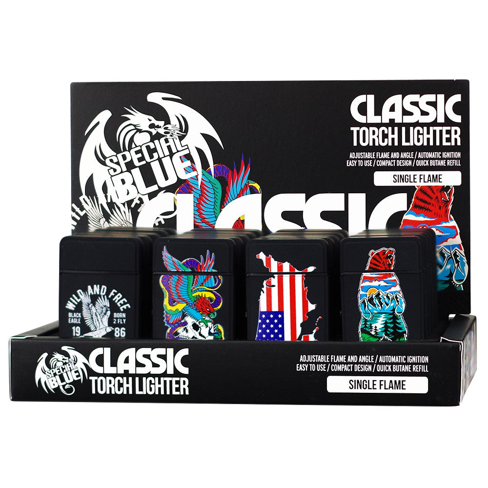 SPECIAL BLUE CLASSIC TORCH LIGHTERS (20CT DISPLAY) (WILD & FREE)