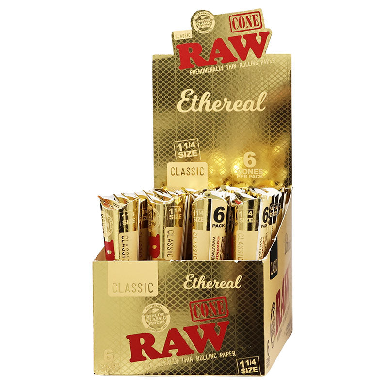 RAW CLASSIC 1 1/4 SIZE ETHEREAL CONES  (6PK) (32CT DISPLAY)