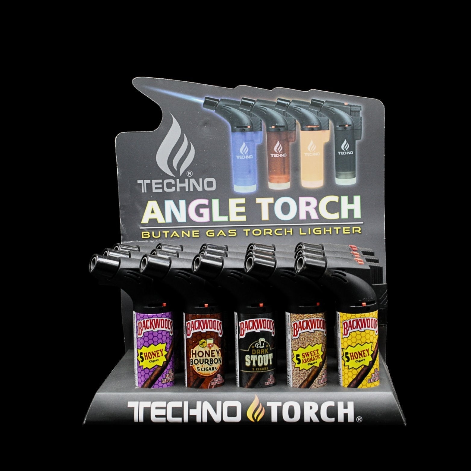 Techno Angle Torch Lighter - 15ct Display Pack