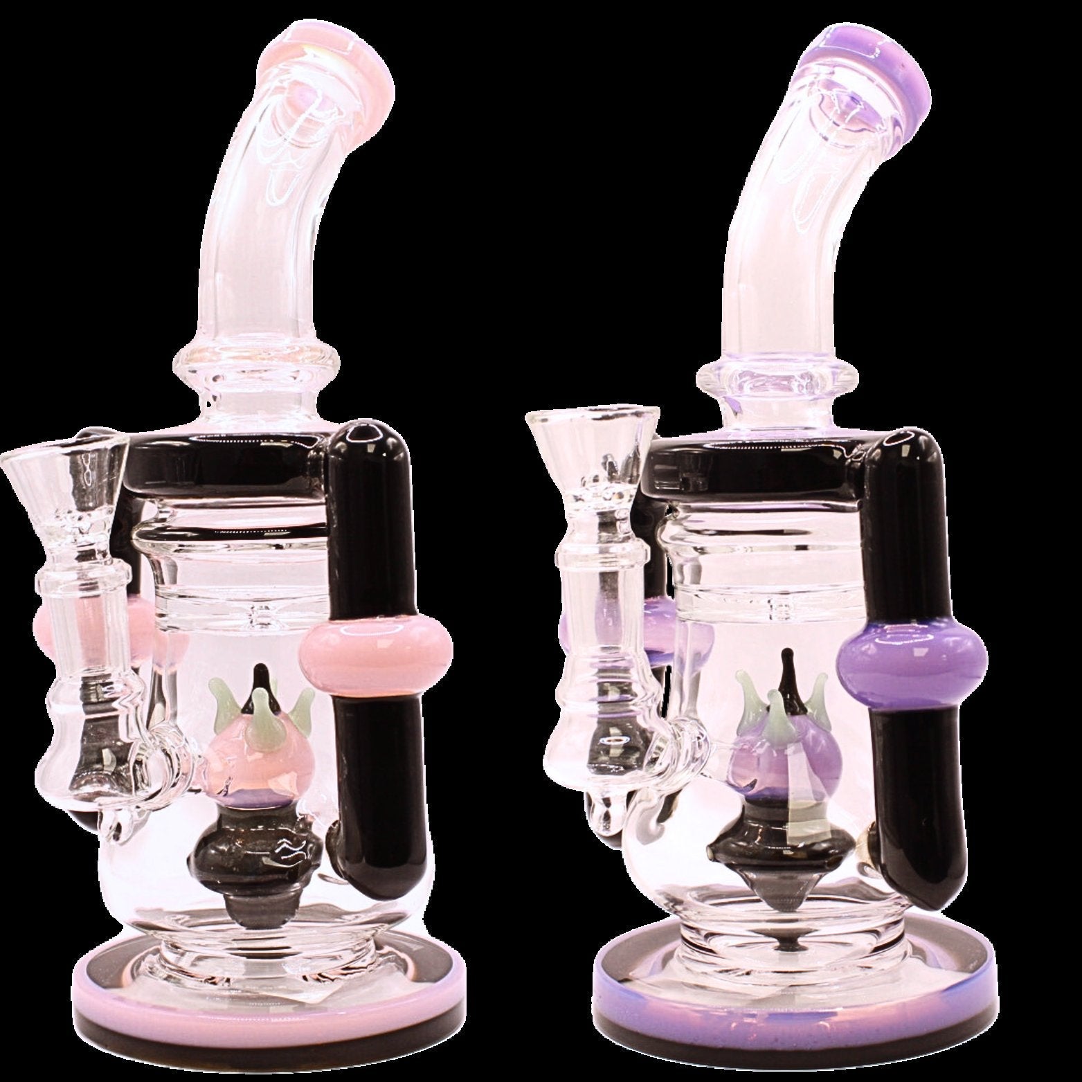 Black and Purple 2 Chamber Water Pipe 1ct