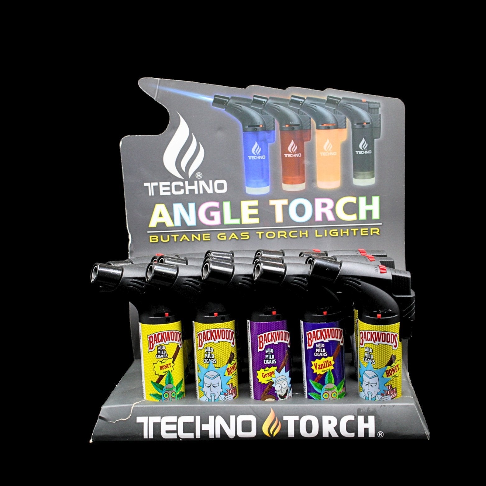 Techno Angle Torch Lighter - 15ct Display Pack
